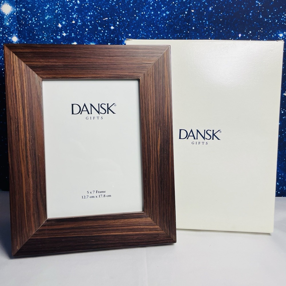 Dansk Gifts 5x7 Wooden Picture Frame With Box. Dark Brown Wood